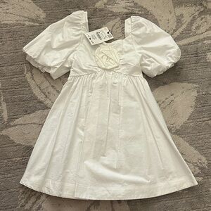 Zara White Puff Sleeve Kids Dress